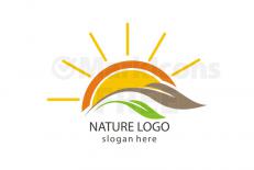 Sun rise leaf logo design